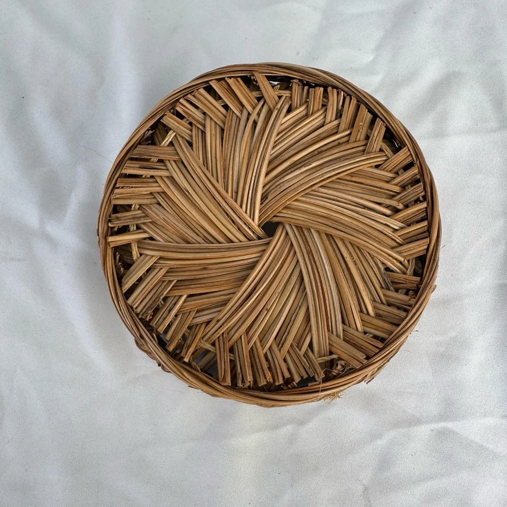 Woven Tan Basket / hand made